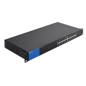 Linksys LGS124: 24-Port Business Gigabit Ethernet Unmanaged Switch, Rack Mount, Computer Network, Wired Connection Speed to 1,000 Mbps (Black, Blue)