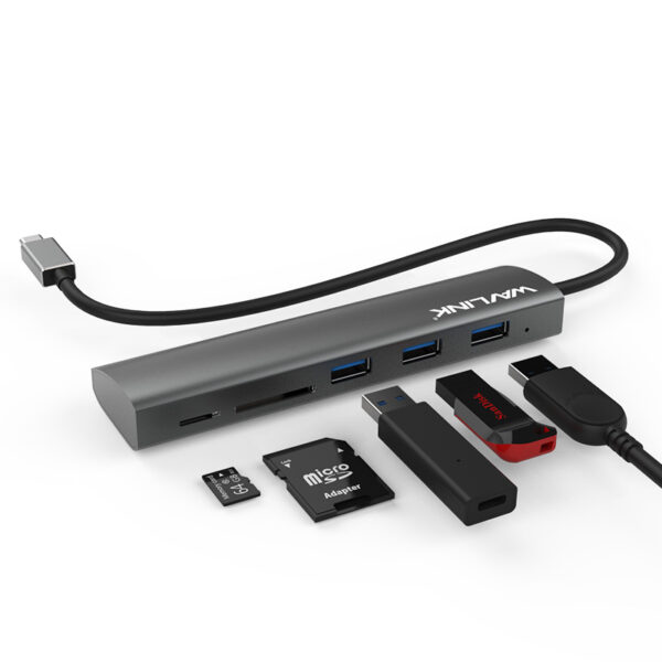 WAVLINK TYPE-C TO USB3.0 HUB WITH CARD READER-WL-UH3047RC - Image 3