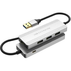 SB 3.2 4-port hub U3HUAL-504 with 5Gbps speed and optional USB-C power for Windows and macOS