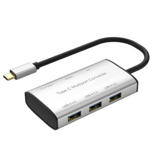 6-in-1 Type C hub with HDMI, four USB ports, and PD charging, supports 4K video and fast data transfer